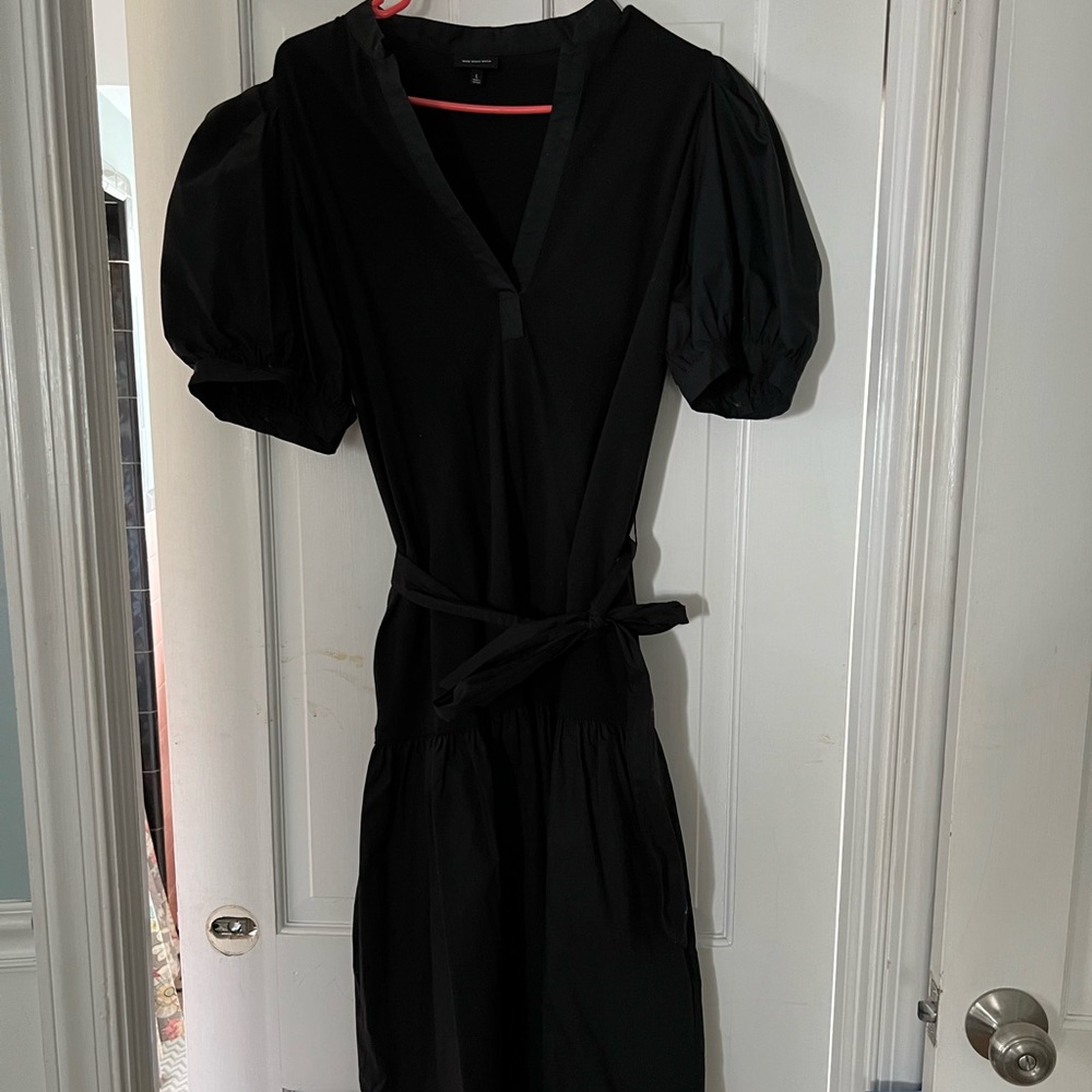 Who What Wear Midi black puff sleeve dress